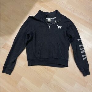 PINK Victoria's Secret Charcoal Quarter-Zip Sweatshirt